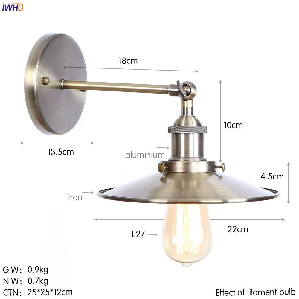 Antique Gold Rustic LED Wall Light for Home Decor