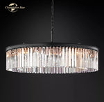 Modern LED Crystal Chandelier Chrome Black Metal Odeon Round Lamp
