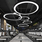Modern Iron Art Circle LED Pendant Lights - Black White Metal Ringoffsetof.