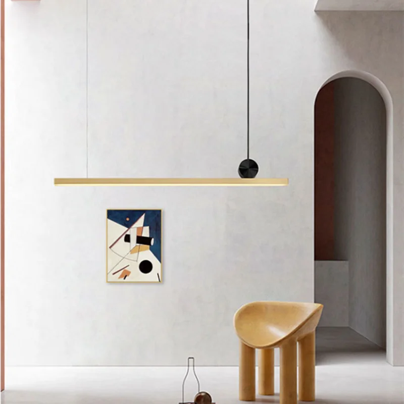 Linear LED Gold Pendant Light for Island, Restaurant, Bar - Nordic Designer Style
