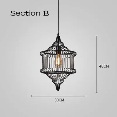 Cage Light Frame Pendant Industrial Single Head Black Nordic Creative Fixture