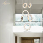 LED Crystal Chandelier Stainless Steel Pendant Light for Living Room