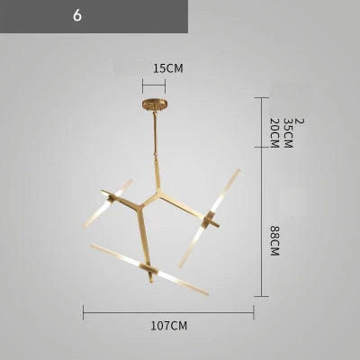 Branch Suspension Pendant Light - Gold Black G9 LED Iron Glass Fixture