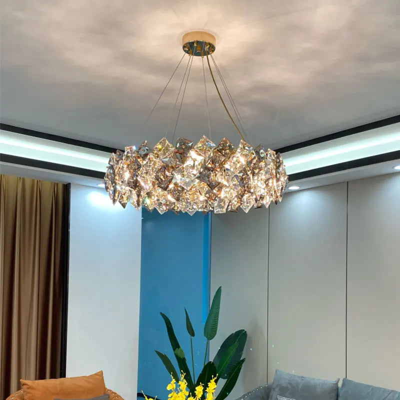 Crystal Chandelier: High-End LED Pendant Light for Living Room, Dining Room & Kitchen