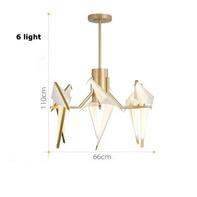 Love Bird Chandelier Lighting - White Gold Designer Lustre for Dining Room