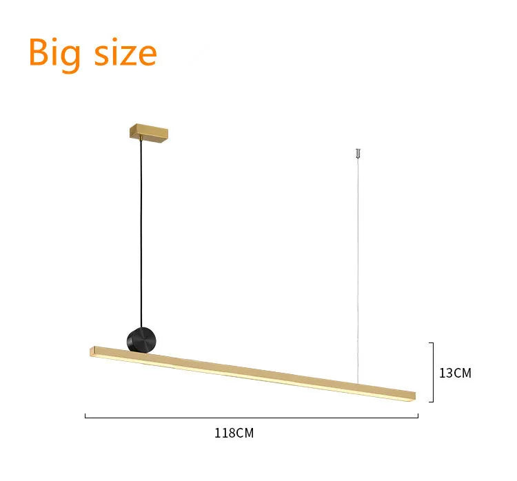 Linear LED Gold Pendant Light for Island, Restaurant, Bar - Nordic Designer Style