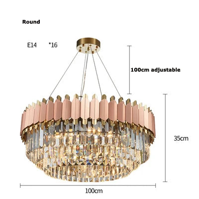 E14 LED Crystal Stainless Steel Rose Gold Pendant Lights