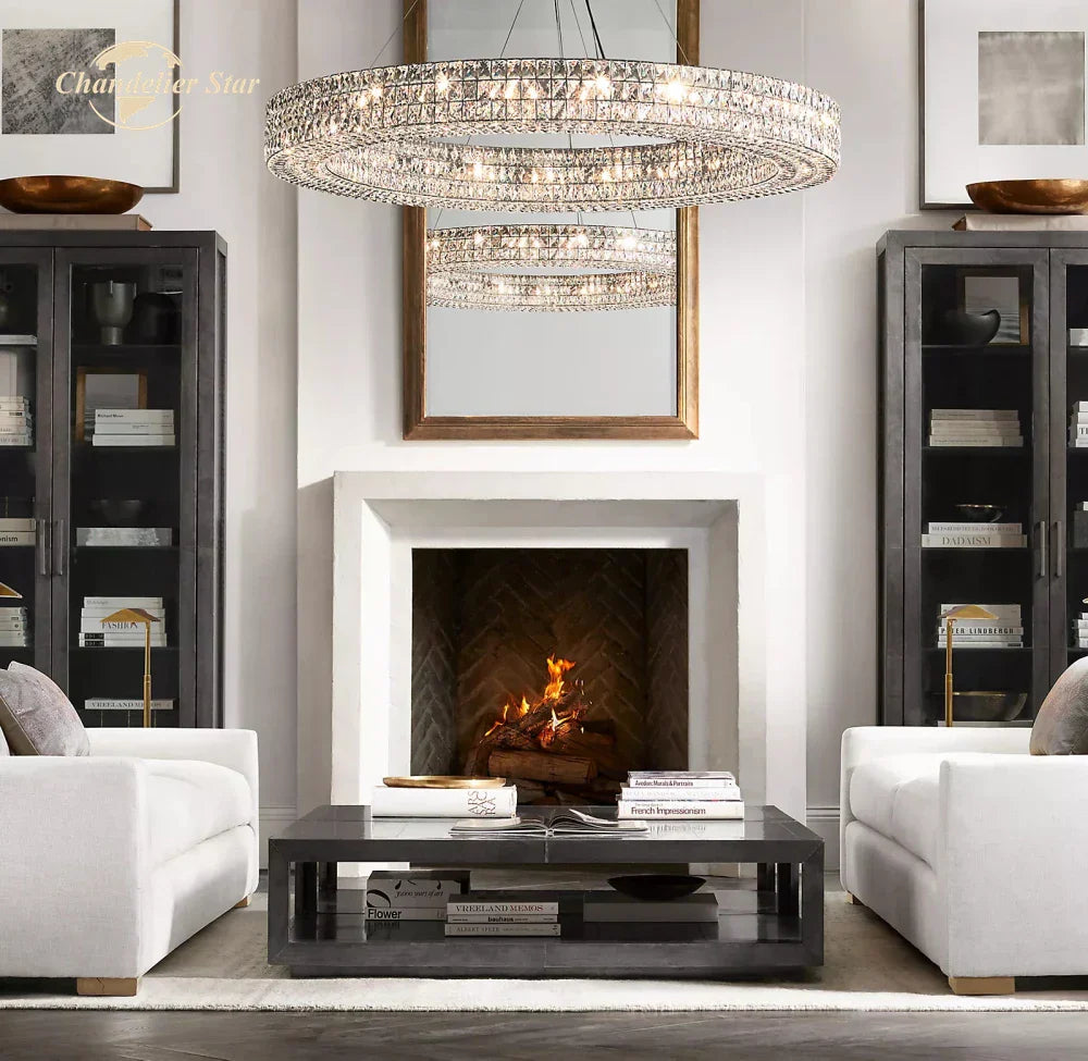 LED Halo Crystal Chandelier for Bedroom Living Dining Room Decor