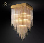 Cascada LED Glass Chandelier: Stylish Square Pendant Light for Home Decor
