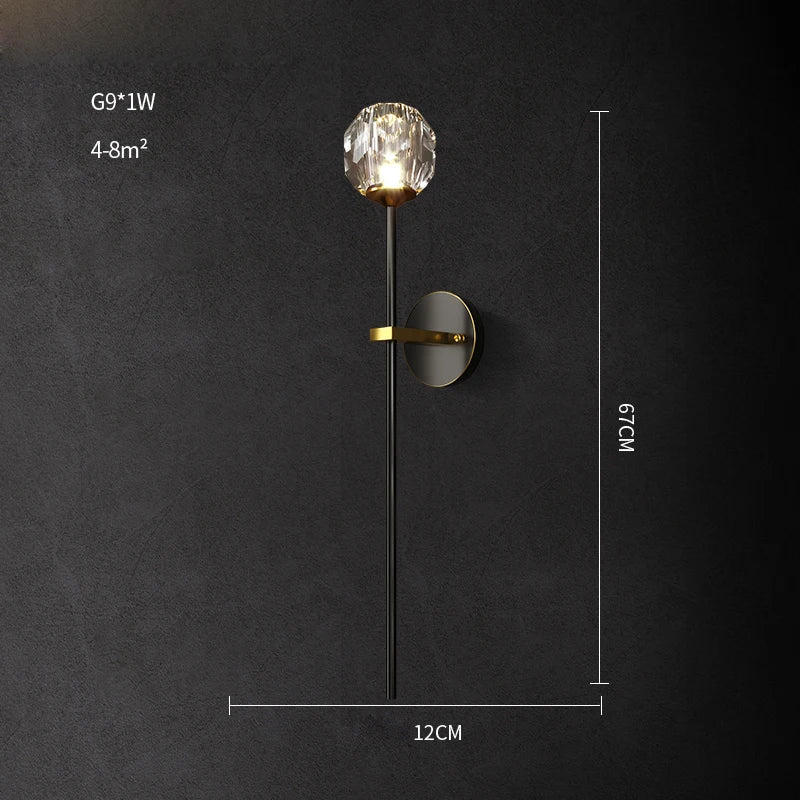 Postmodern Crystal Stone Wall Sconce for Bedroom & Corridor