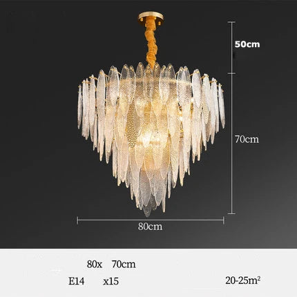 Art Deco Glass Iron LED Chandelier for Dinning Room