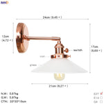 White Ceramic LED Wall Sconce Switch Rose Gold Color Wall Lamp