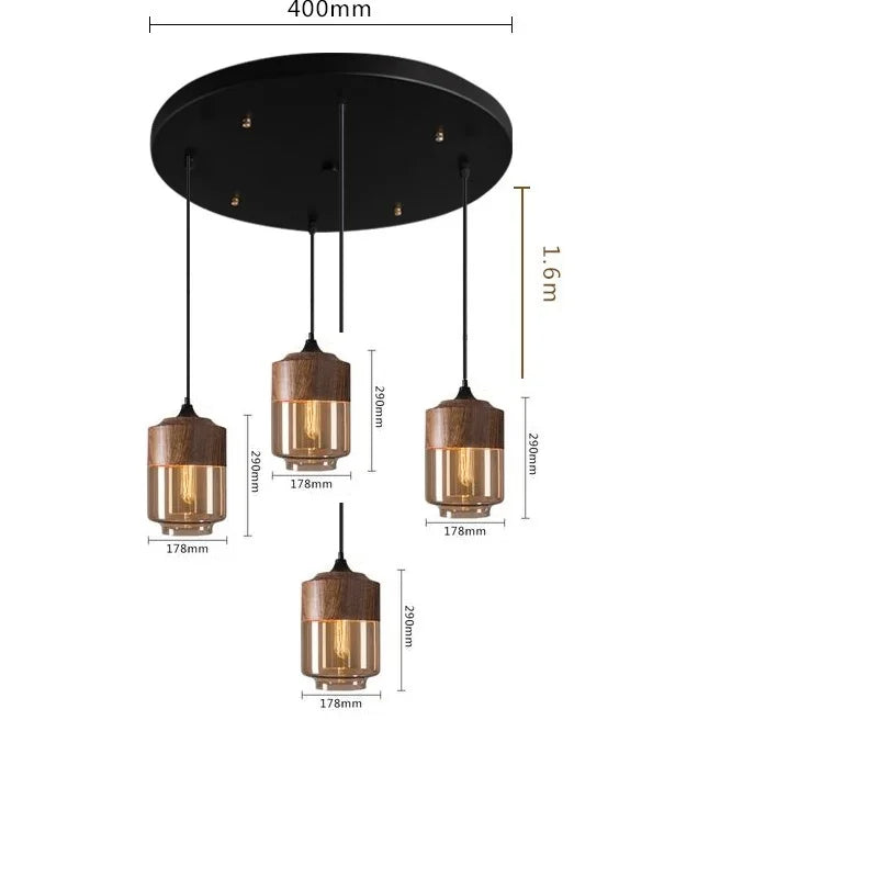 Nordic Wood LED Pendant Lights for Dinning Room Bedroom Cafe Bar Restaurant