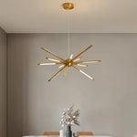 Modern Gold Iron Sputnik Chandelier for Living Room, Bedroom, Dining Room