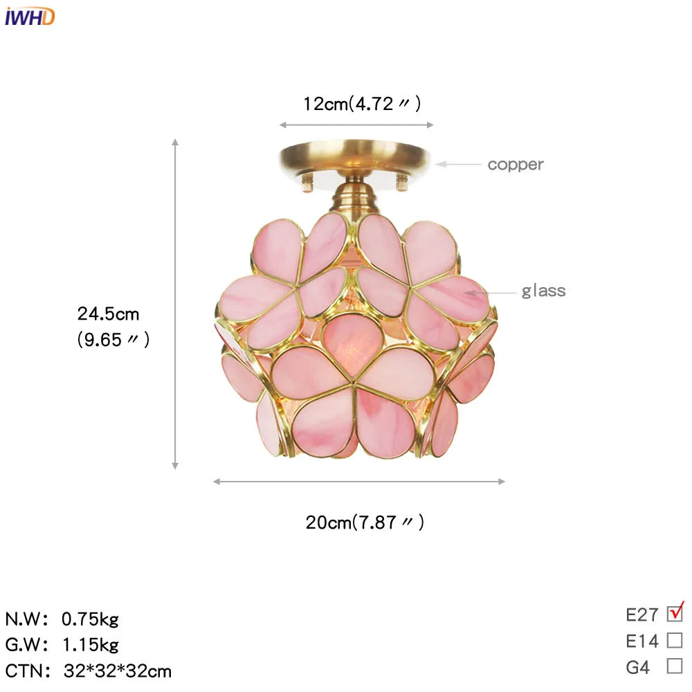 White Glass LED Ceiling Light Fixture, Nordic Modern Copper Ceiling Lamp