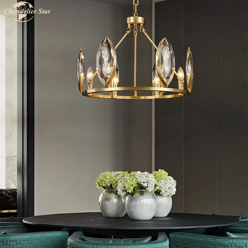Crystal Chandelier LED Lighting Fixture for Luxurious Living Spaces
