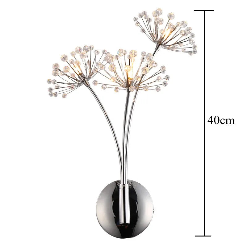Dandelion Crystal Flower Wall Lamp for Bathroom, Bedroom, Living Room.