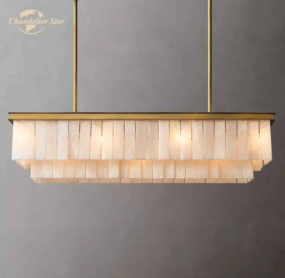 LED Marble Glace Calcite Chandelier for Kitchen Island, Dining & Living Room