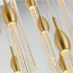 Luxury Crystal Chandelier - Gold Rectangle LED Staircase Dining Kitchen Lighting