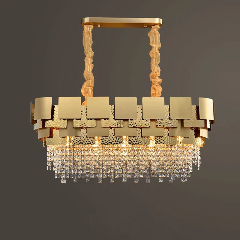 Golden Crystal Stainless Steel Pendant Light for Stylish Foyer