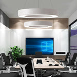 Modern Iron Art Circle LED Pendant Lights - Black White Metal Ringoffsetof.