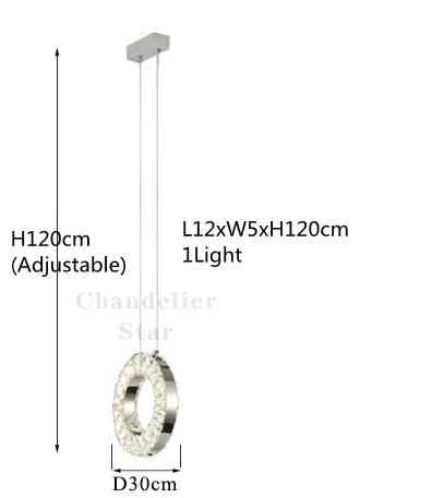 LED Crystal Chandelier Stainless Steel Pendant Light for Living Room