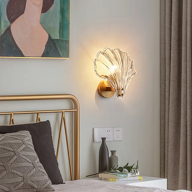 Crystal Shell Wall Light: Minimalist LED Lighting for Bedroom, Study, Living Room