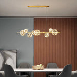 Golden Ring Glass Ball Chandelier with Remote Control for Living Dining Room