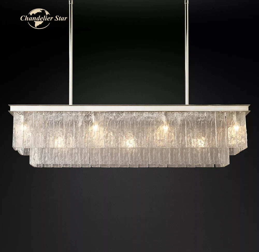 LED Glace Rectangular Chandelier Light for Dining Kitchen Living Room