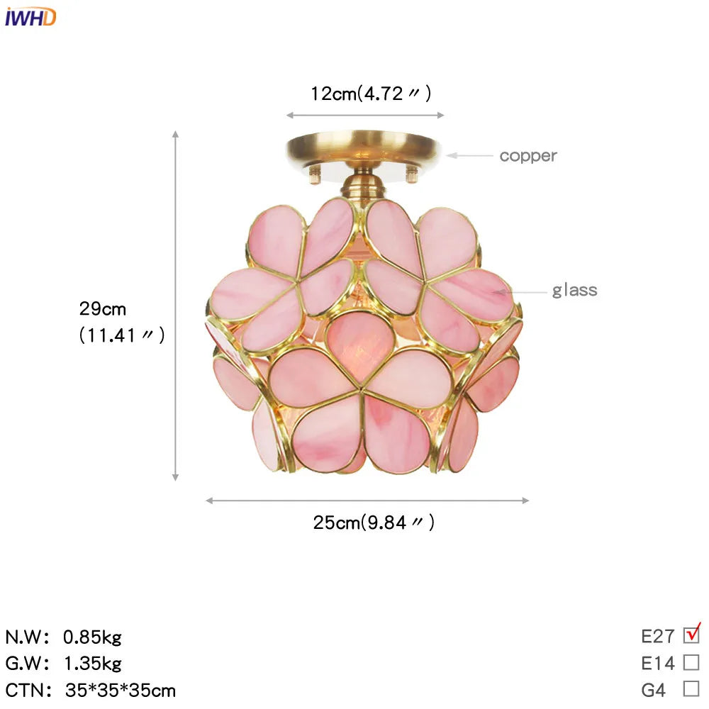 White Glass LED Ceiling Light Fixture, Nordic Modern Copper Ceiling Lamp