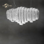 Crystal Circle LED Tassel Chandelier: Modern Luxury Pendant Hanging Light Fixture for Bedroom and Living Room