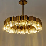 Golden Stainless Steel Crystal Chandelier for Elegant Foyer Lighting