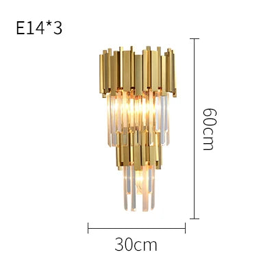 Crystal Clear LED Wall Sconce Chrome Silver Gold Wall Light for Bedroom