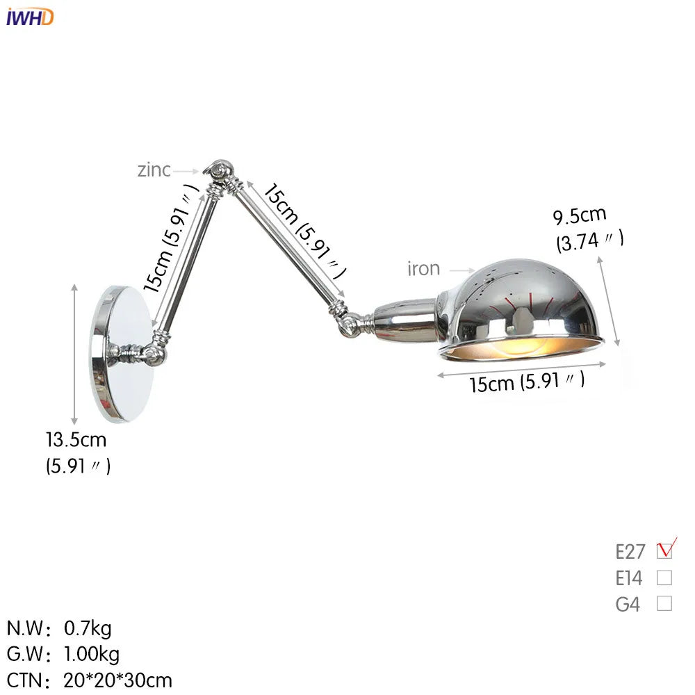 Loft Antique Edison 3-Head Black Wall Sconce Swing Arm Light