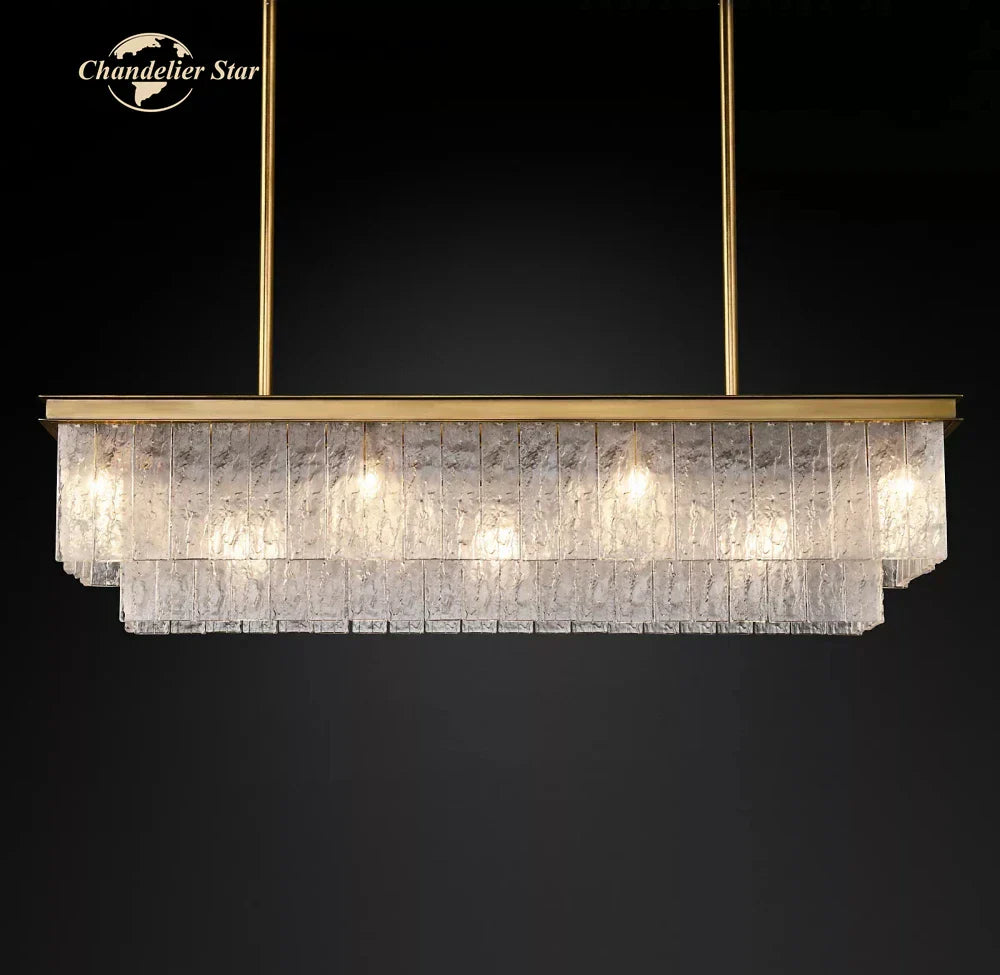LED Glace Rectangular Chandelier Light for Dining Kitchen Living Room