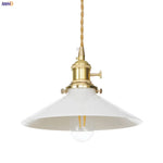 Nordic White Glass Pendant Lights with Japan Copper Finish