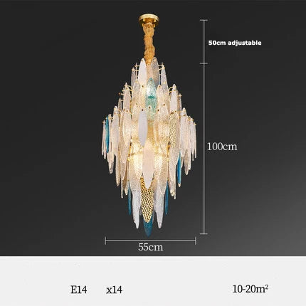 Art Deco Glass Iron LED Chandelier for Dinning Room