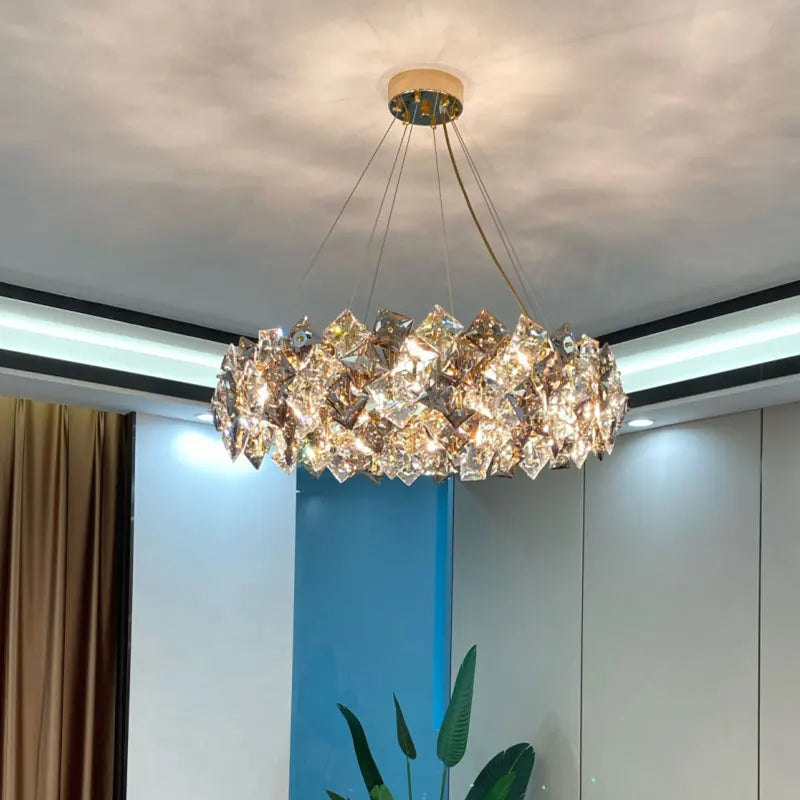 Crystal Chandelier: High-End LED Pendant Light for Living Room, Dining Room & Kitchen