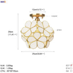 White Glass LED Ceiling Light Fixture, Nordic Modern Copper Ceiling Lamp