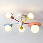 Kids Nordic Glass Chandelier LED Ceiling Light - Blue Pink Cartoon Theme