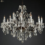 Rococo Iron & Crystal LED Chandelier - Rustic Hanging Pendant Light