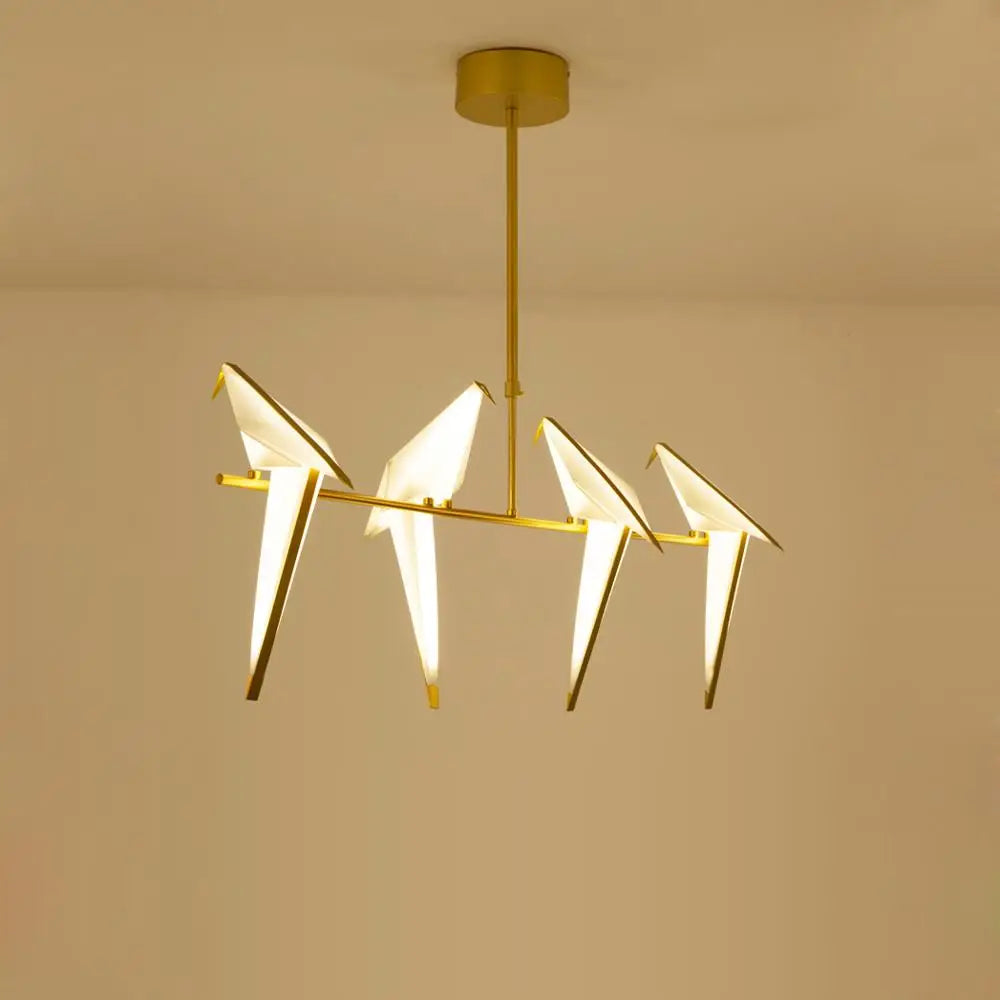 Love Bird Chandelier Lighting - White Gold Designer Lustre for Dining Room