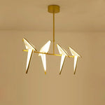 Love Bird Chandelier Lighting - White Gold Designer Lustre for Dining Room