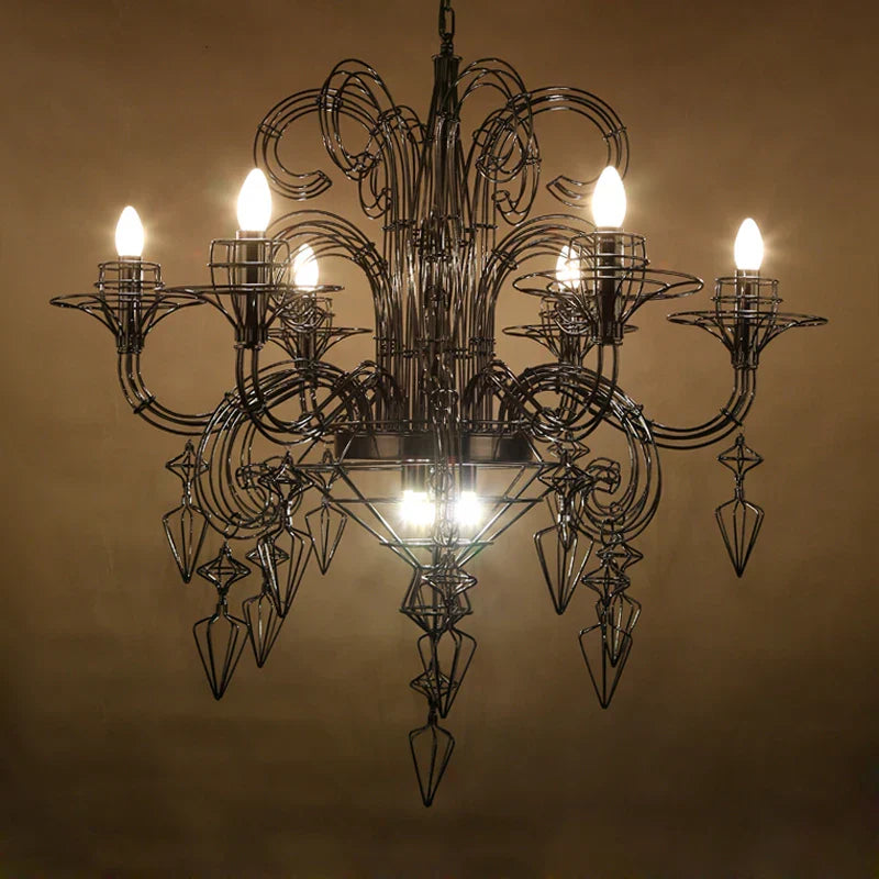 Baroque Designer LED Chandelier Lighting in Gold Silver Black Iron