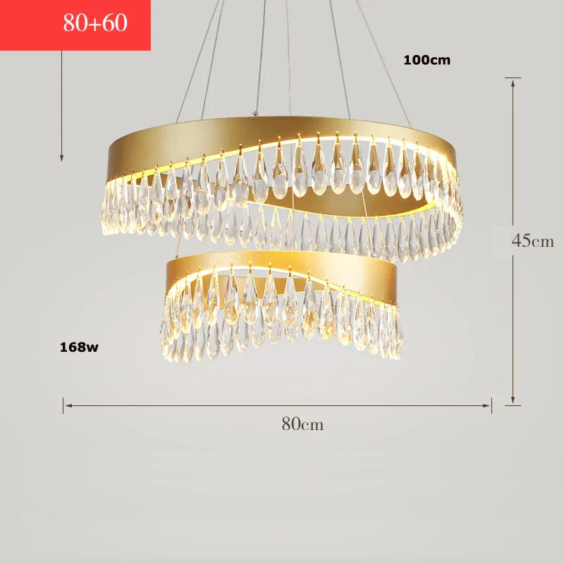 Crystal Stainless Steel LED Chandelier for Foyer