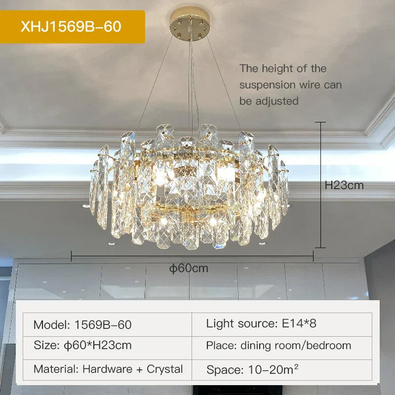 Crystal LED Chandelier for Elegant Living Room, Dining, Bedroom, Kitchen