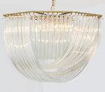 Lustre Plate Metal LED Pendant Light Glass Chain Hanging Lamp