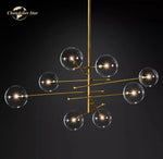 Modern Black Brass Chandelier Clear Glass Globe Island Pendant Lights