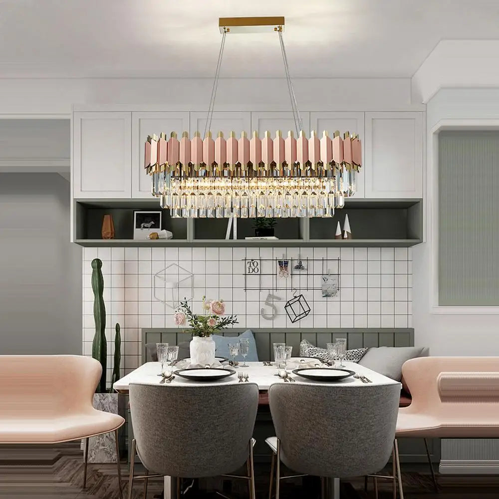 E14 LED Crystal Stainless Steel Rose Gold Pendant Lights