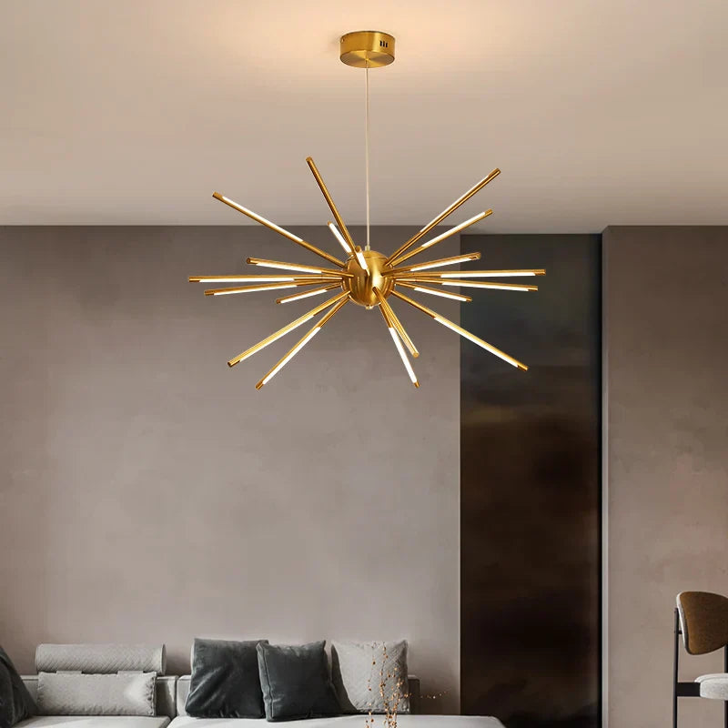 Modern Gold Iron Sputnik Chandelier for Living Room, Bedroom, Dining Room